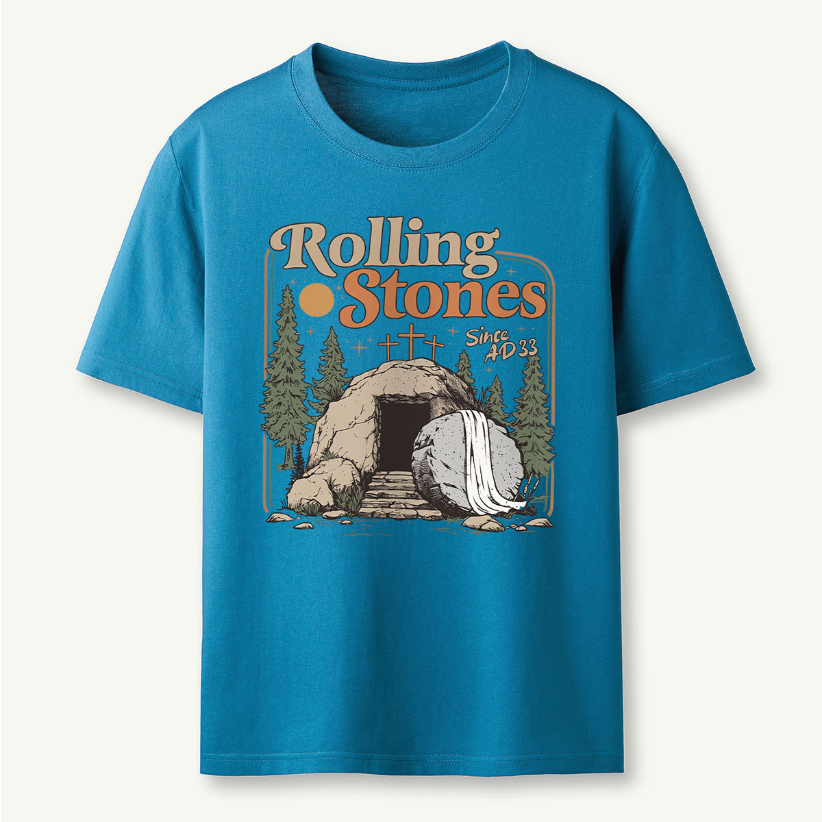 Retro Mountain Nature Cave and Stone T‑Shirt