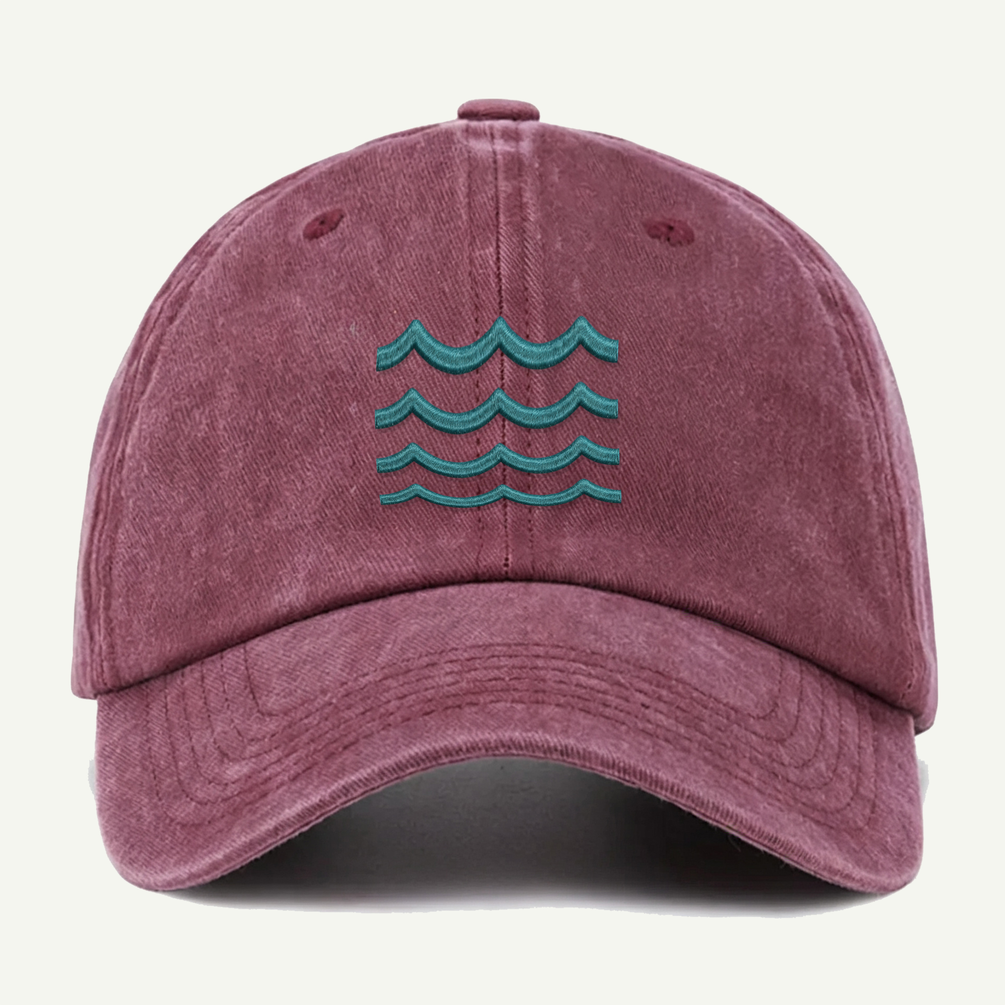 Ocean Waves Washed Embroidered Hat