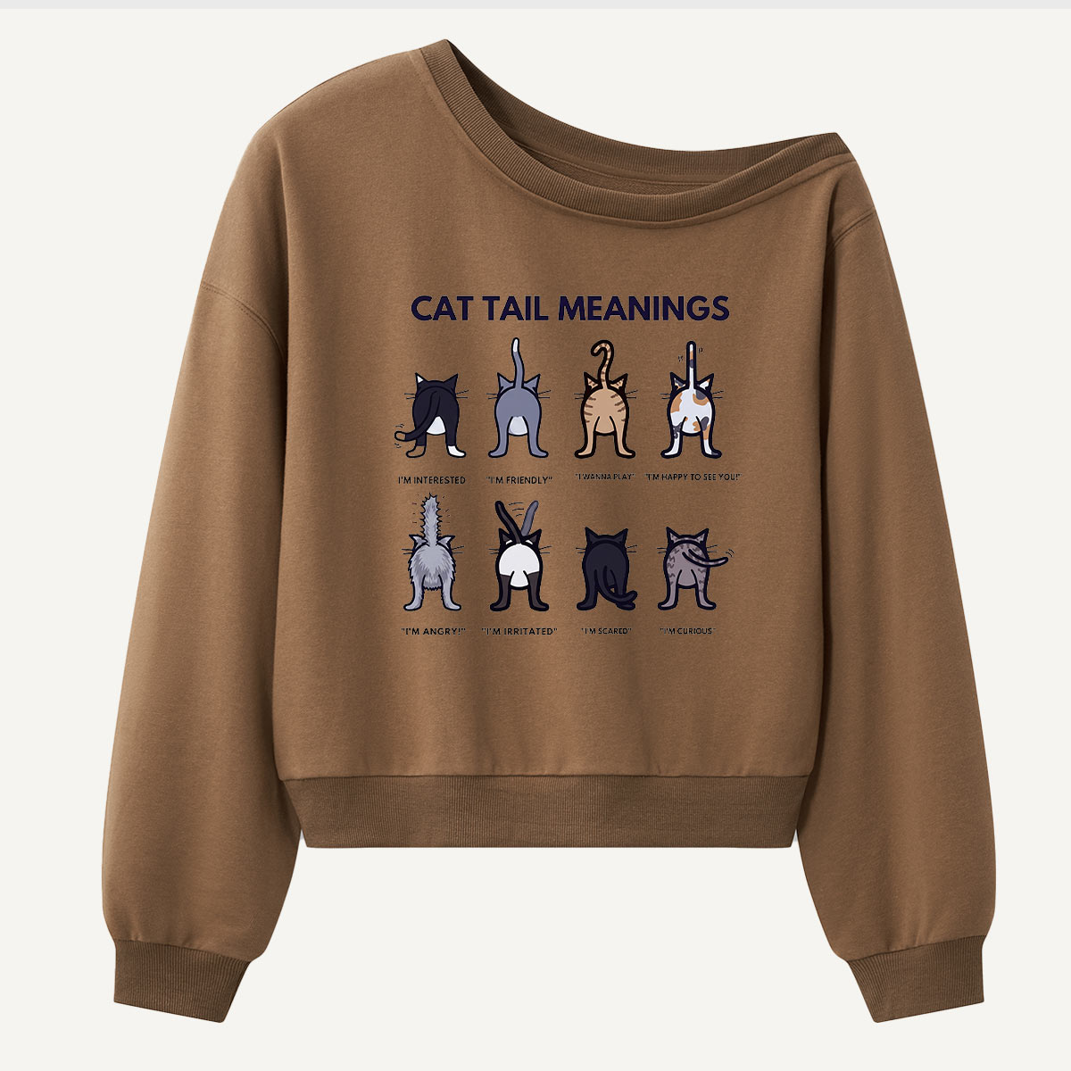 Cattail Vitamins Cat Chart Women Off Shoulder Sweatshirt
