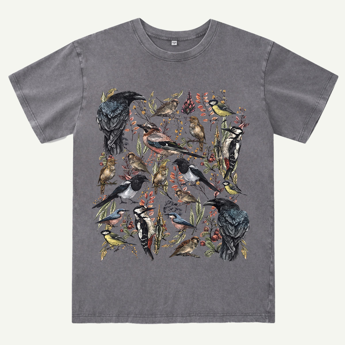 Vintage Wild Birds Botanical Washed T-Shirt