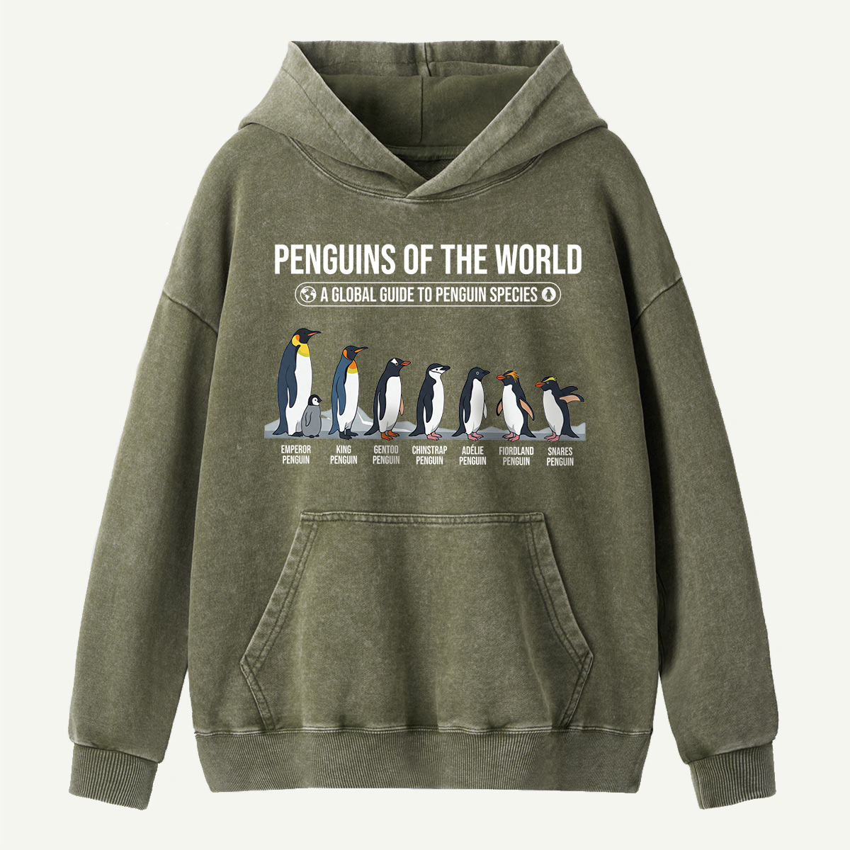 Penguins of the World Washed Hoodie