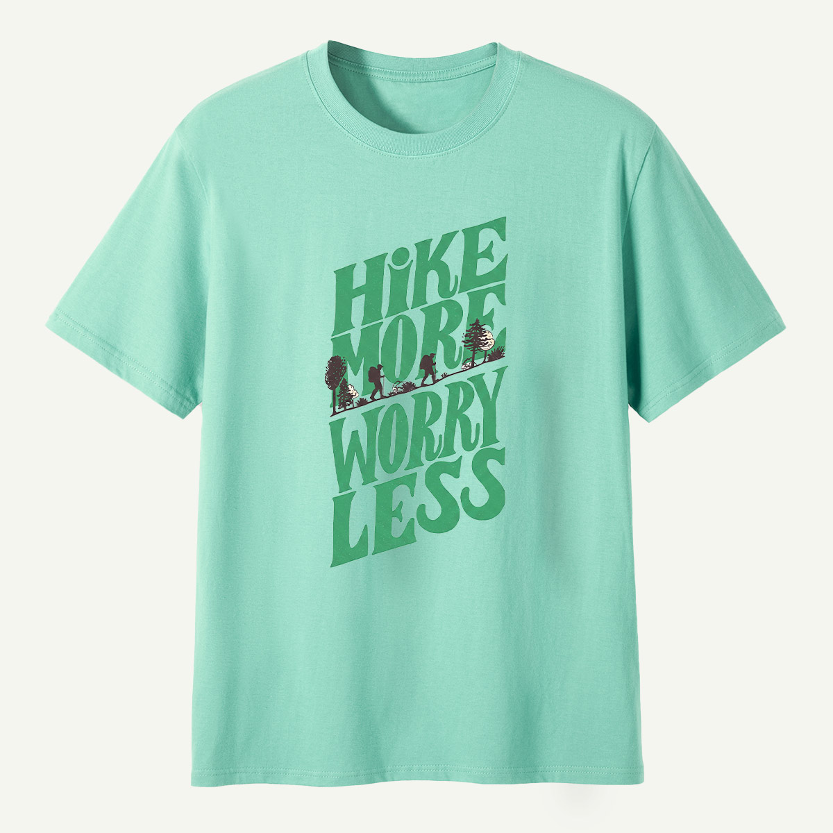 Hike More Worry Less Retro Outdoor Quote T-Shirt