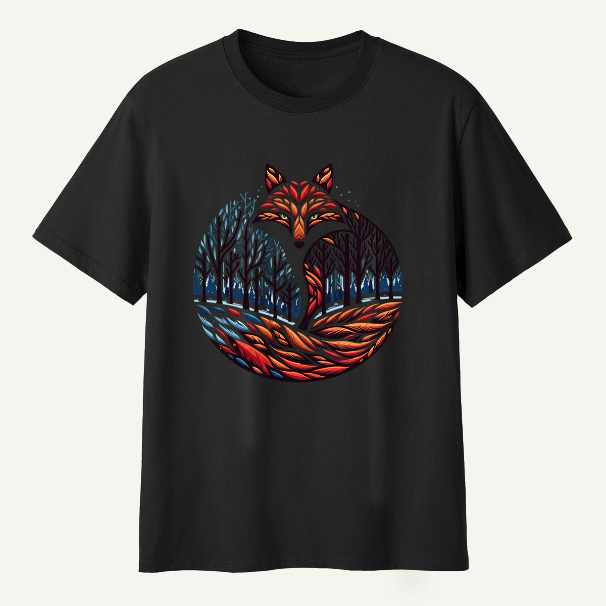 Fox Tail Winter Forestscape T-Shirt