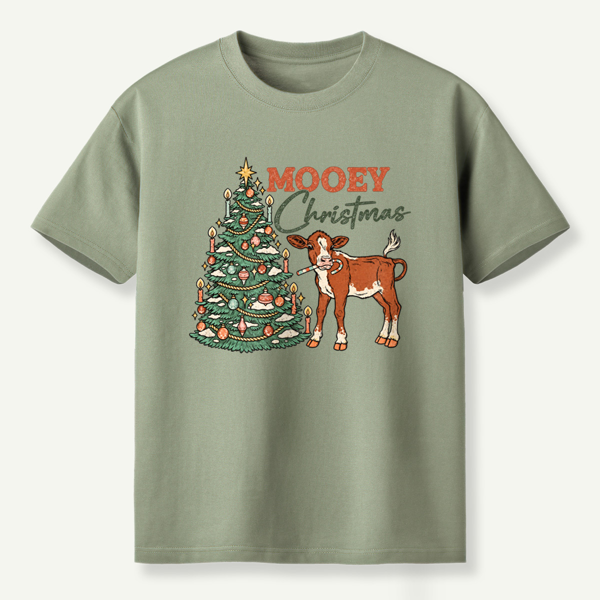 MOOEY Christmas Cow Holiday Scene T-Shirt