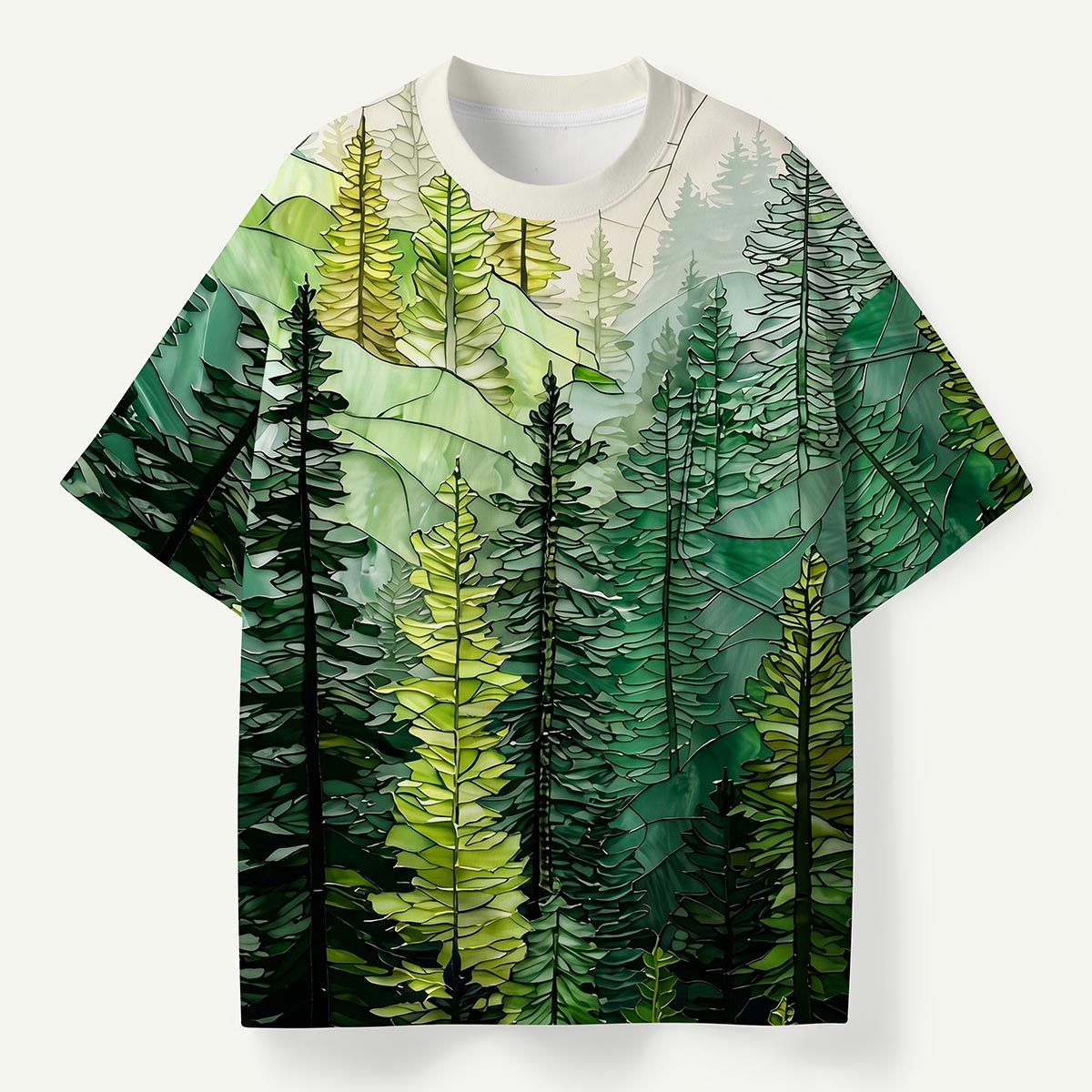 Pine Trees and Mountain Haze Eco All-Over Print T-Shirt