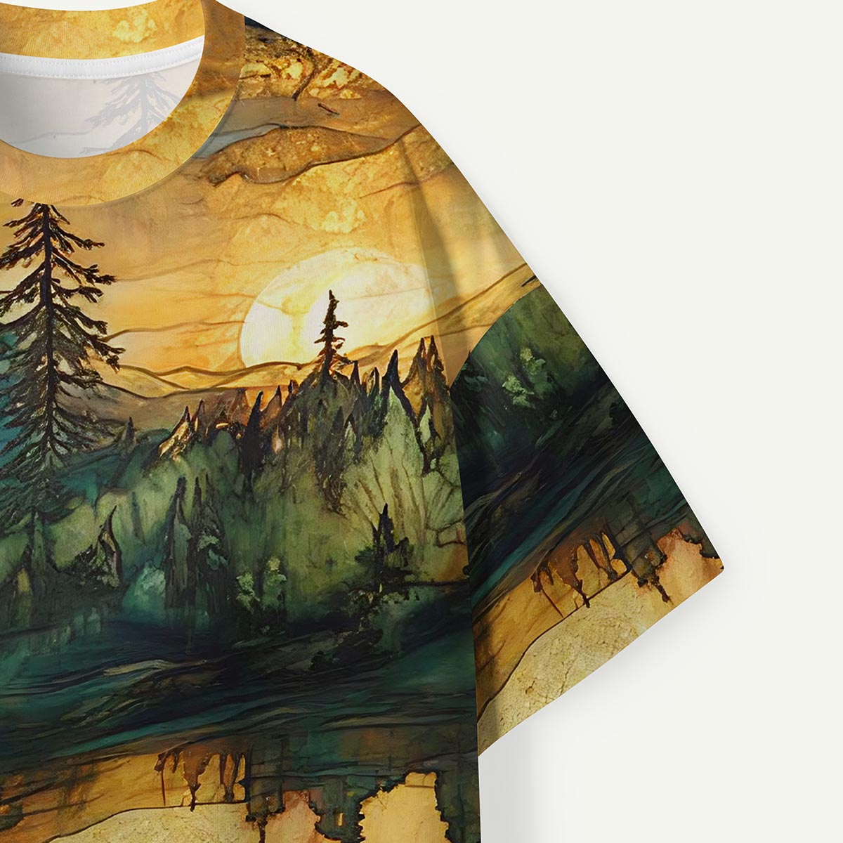 Sunset Alpine Forest Landscap Premium Eco Tee