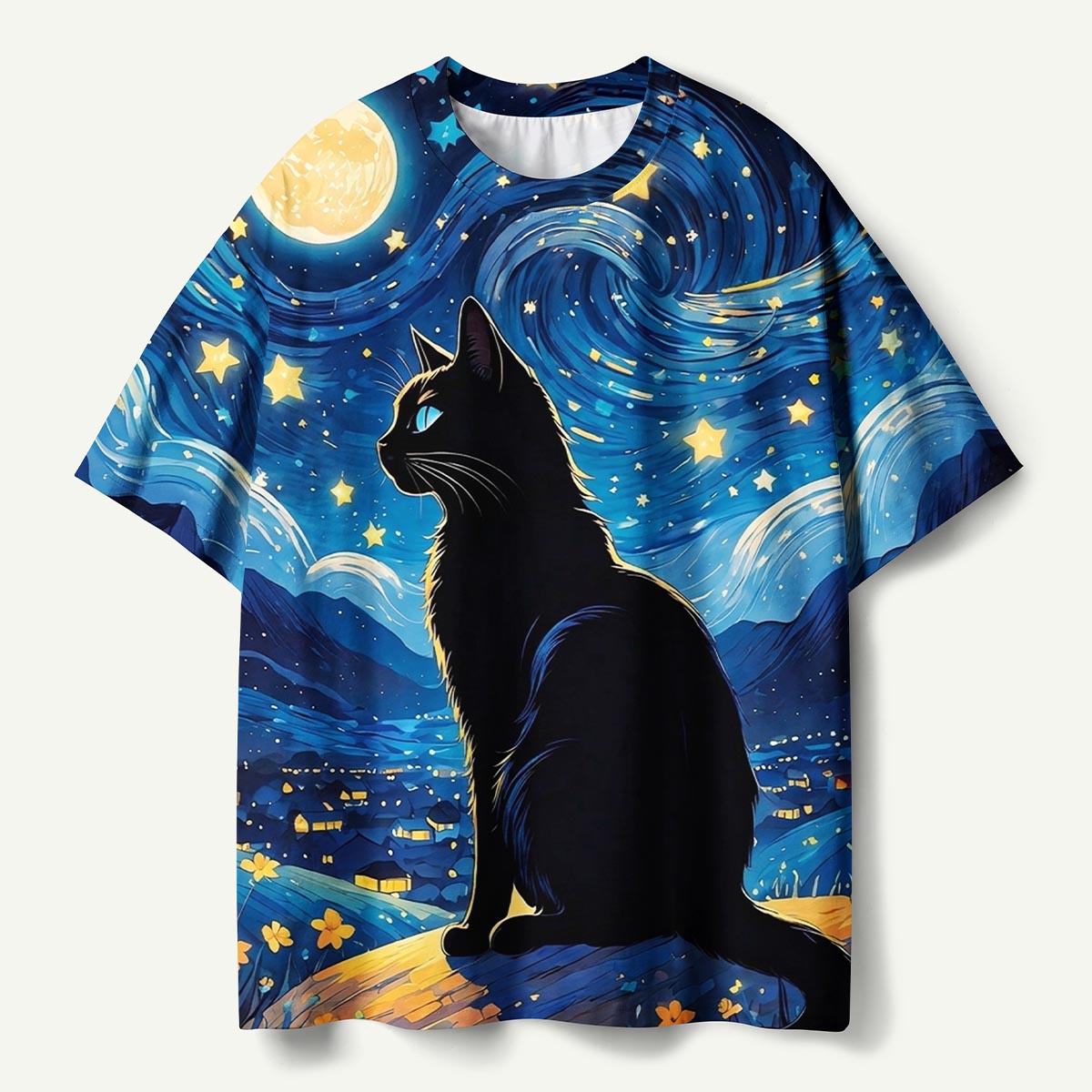Starry Night Black Cat Premium Eco Tee