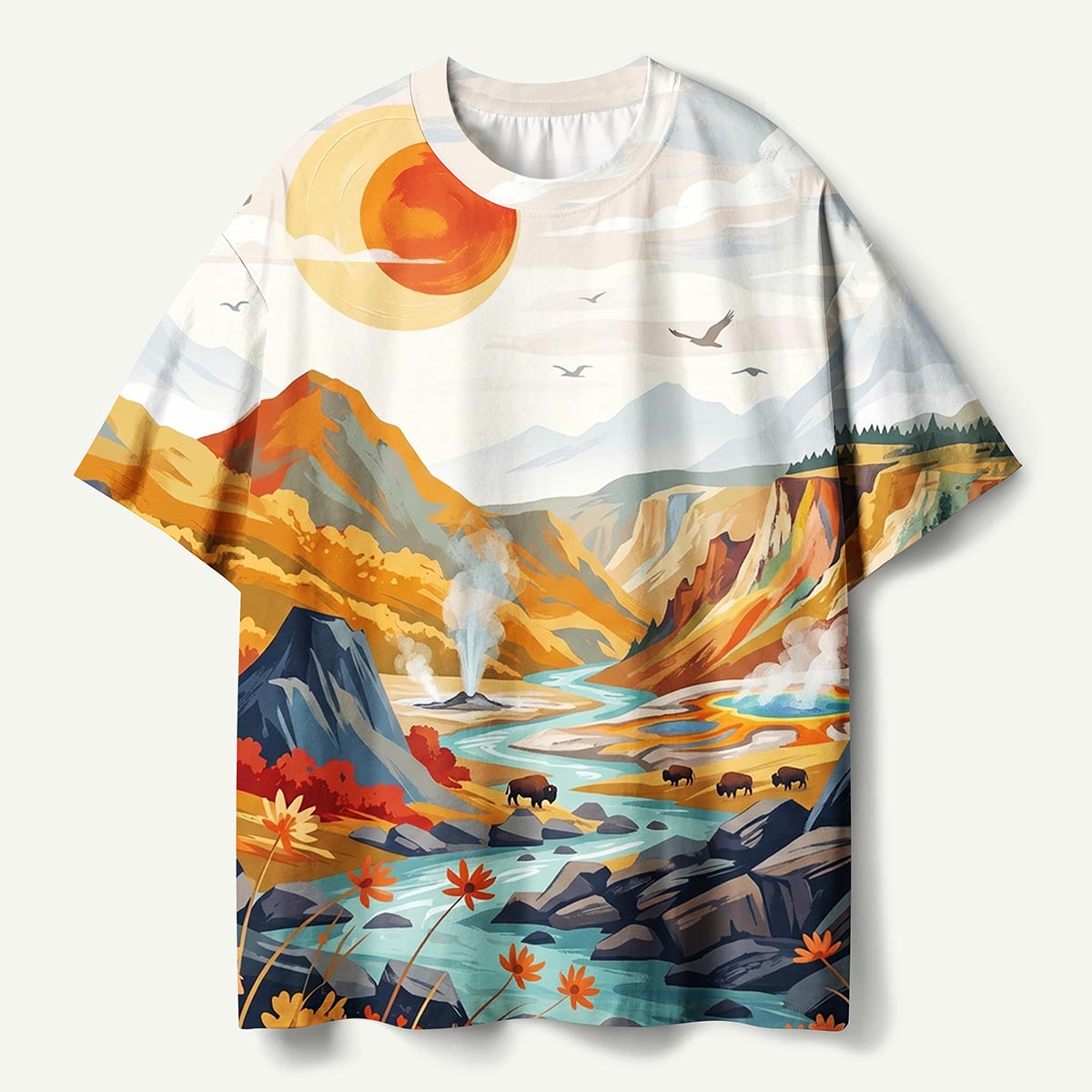 Yellowstone National Park Sunset Premium Eco All-Over Print T-Shirt