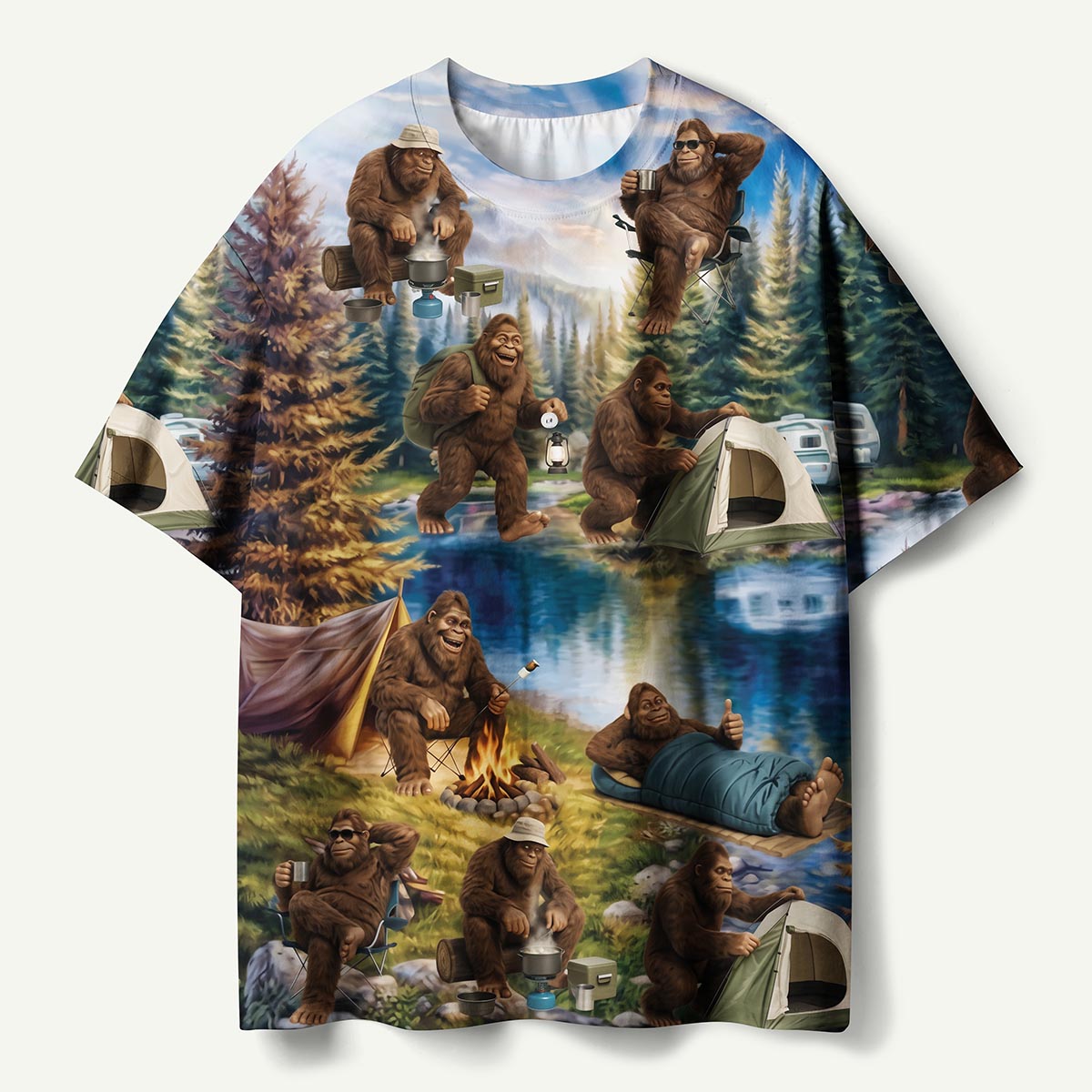 Funny Cryptids Camping Premium Eco Tee