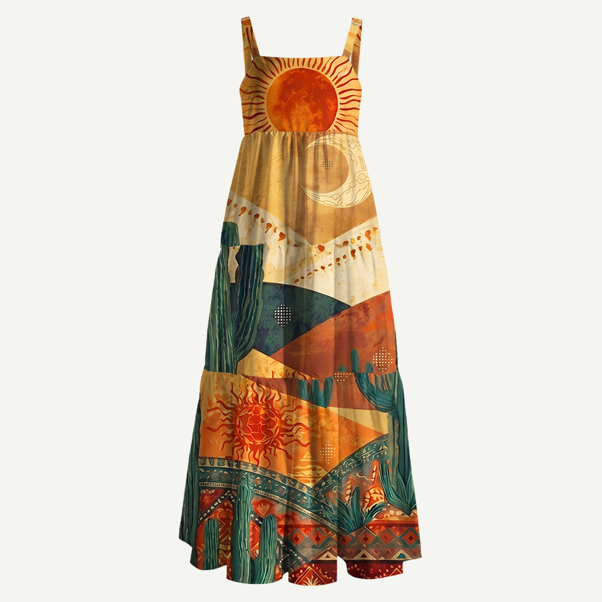 Desert Sun Bohemian Straps Maxi Dress With Pockets