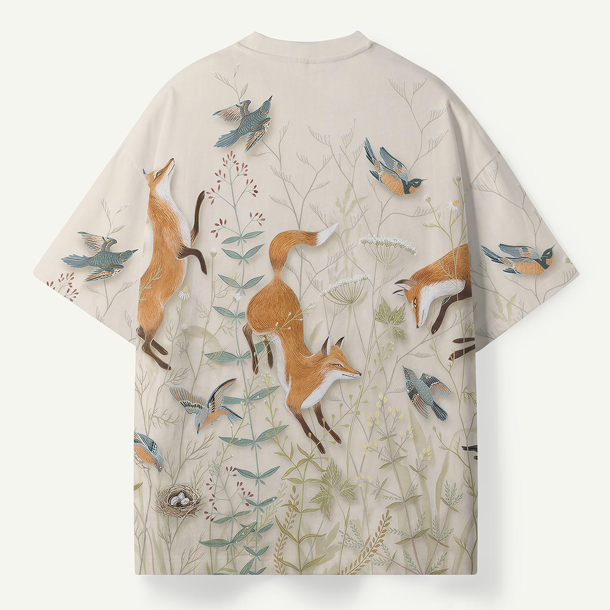 Fox and Wild Birds Botanical Premium Eco Tee