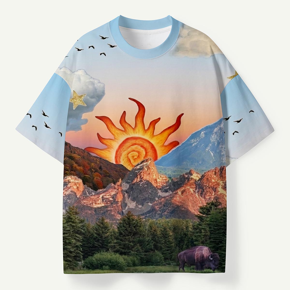 Mountain Sunrise and Bison Premium Eco Tee