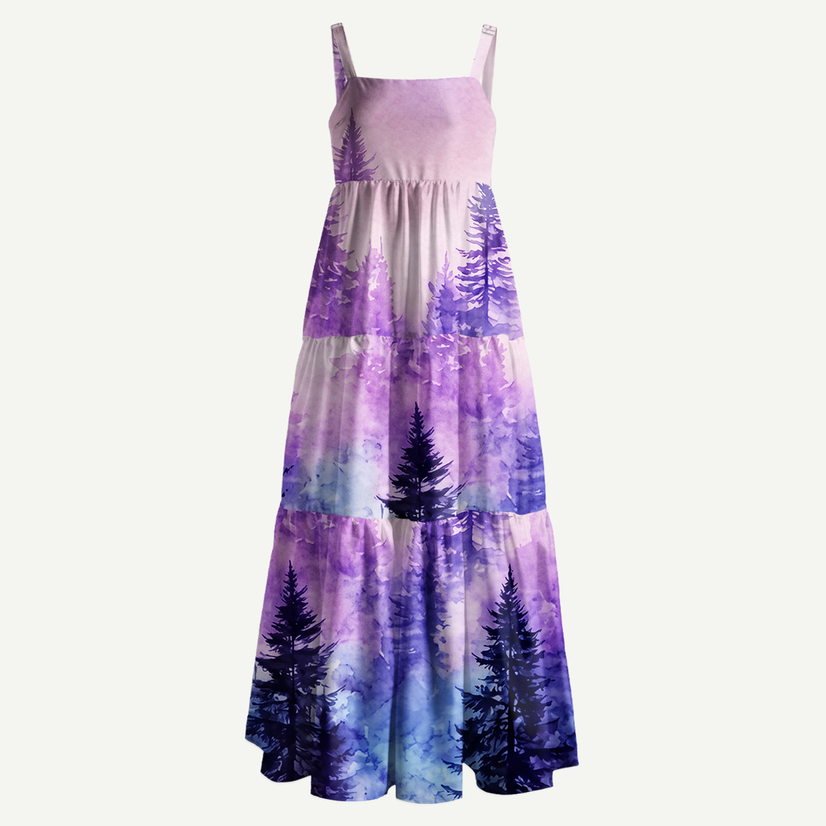 Luminous Forest  Straps Maxi Dress With Pockets