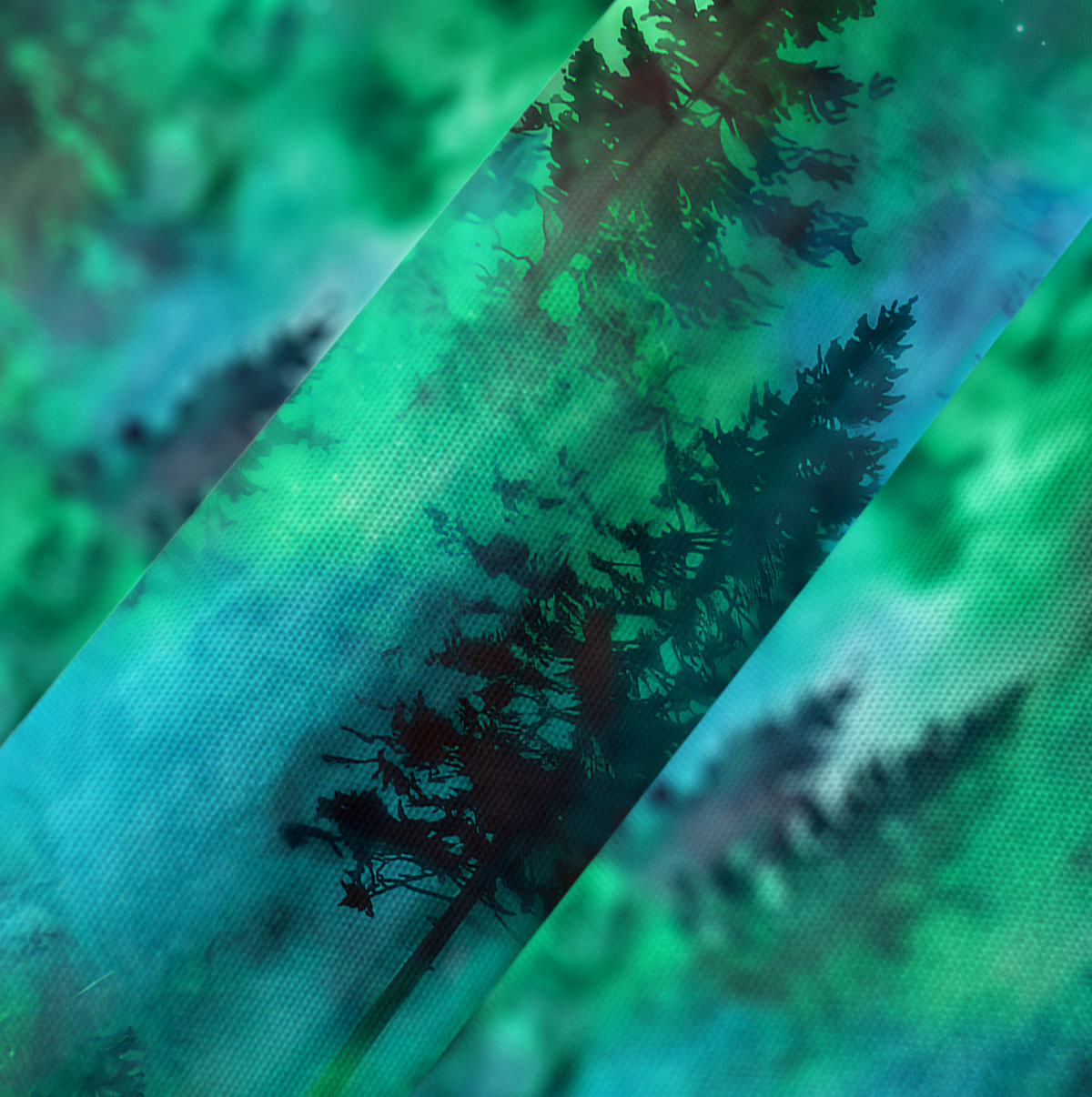 Nature Glowing Forest Tree Sleeve Kaftan Dress