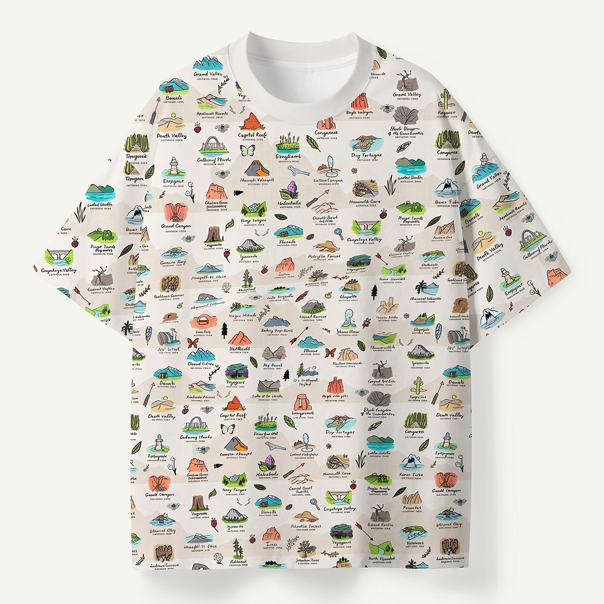 United States National Parks Illustrated Map Premium Eco Tee