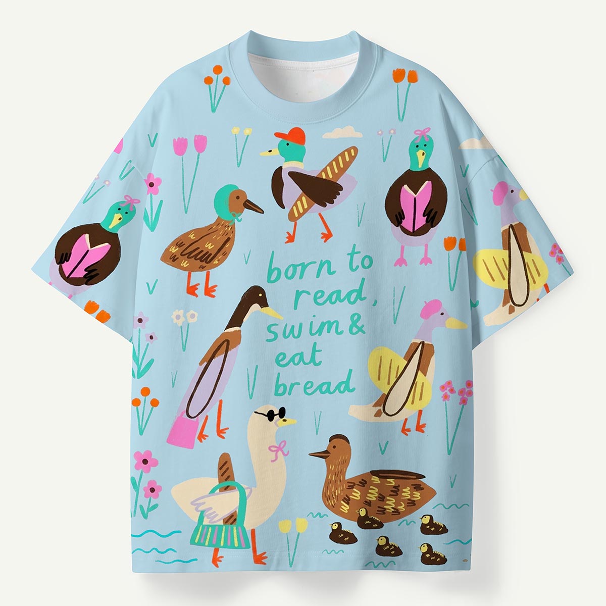 Duck Born to Read Swim and Eat Bread Premium Eco Tee