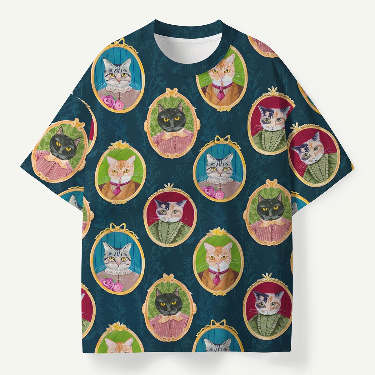 Vintage Cat Portrait All-Over Print Eco T-Shirt