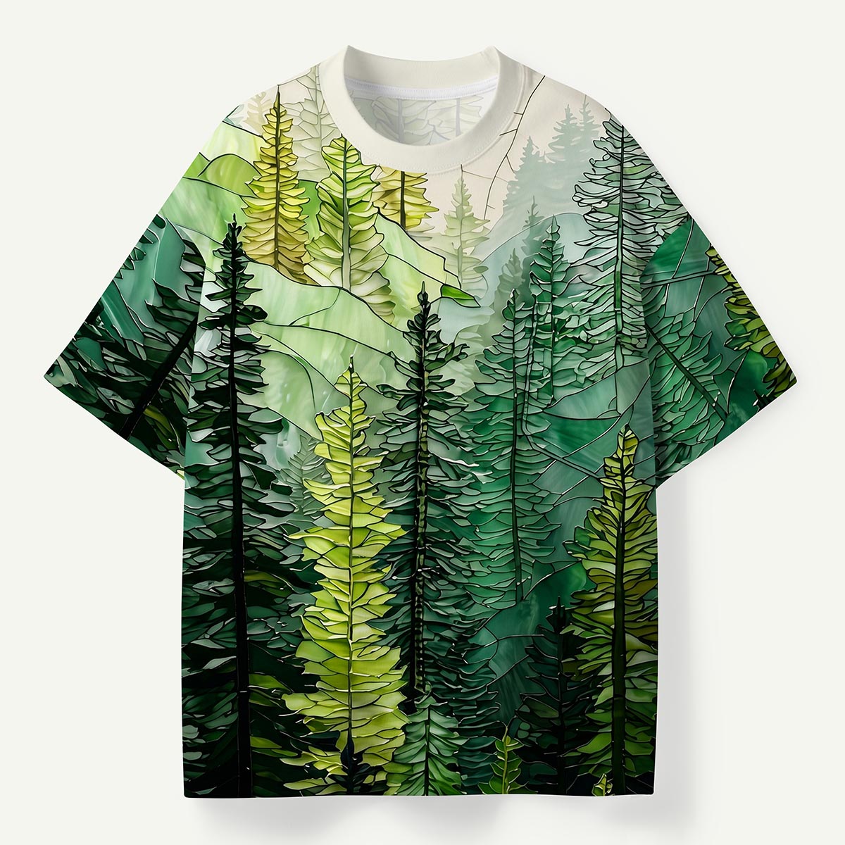 Pine Trees and Mountain Haze Eco All-Over Print T-Shirt