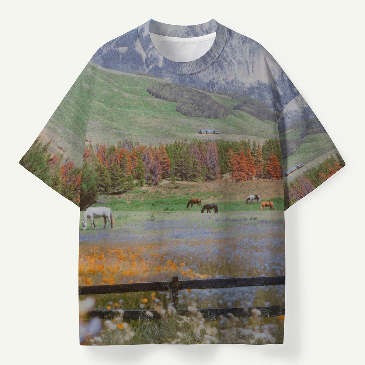 Mountain Meadow Wild Horse Landscape Premium Eco Tee
