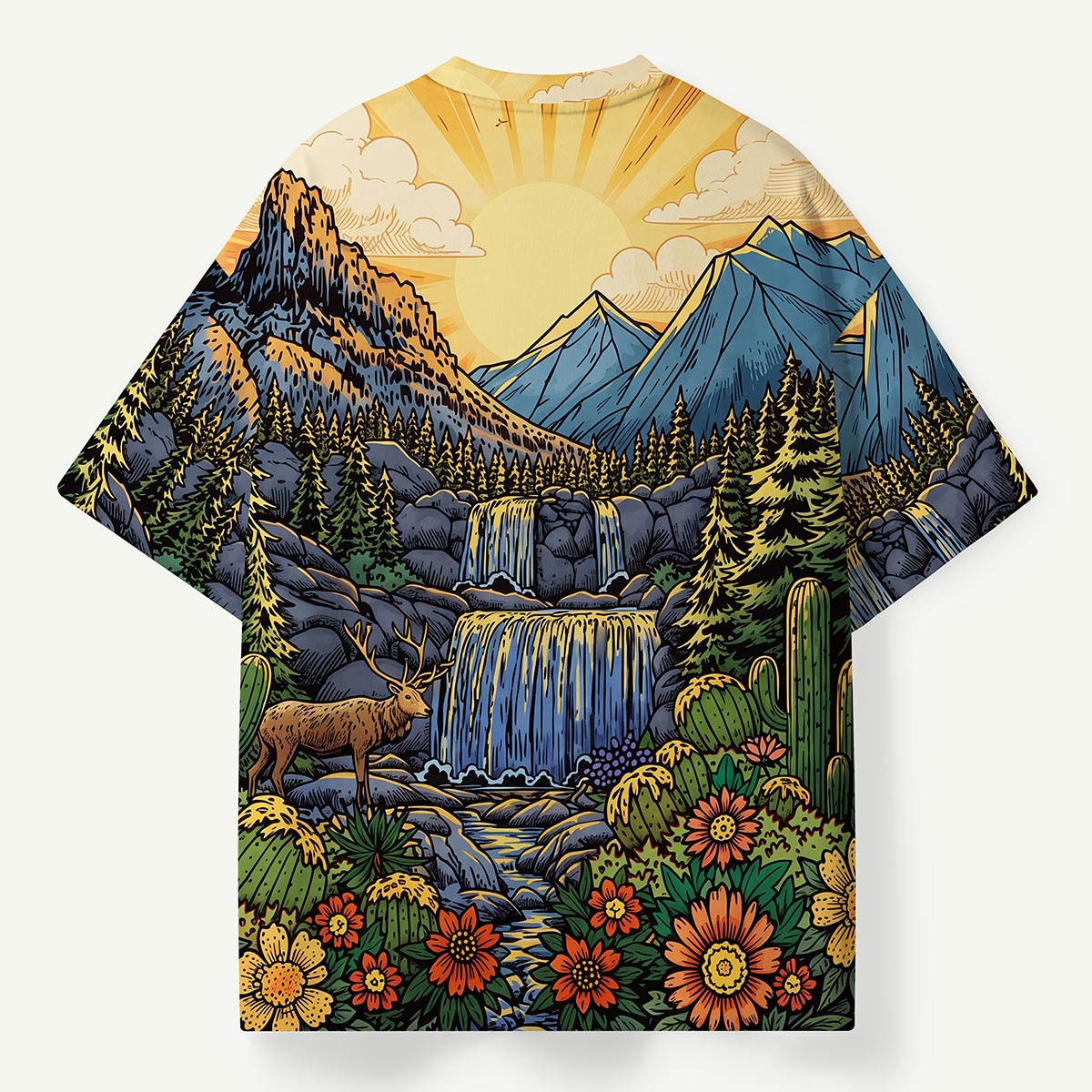 Mountain Waterfall Scenic Landscape National Parks Premium Eco Tee