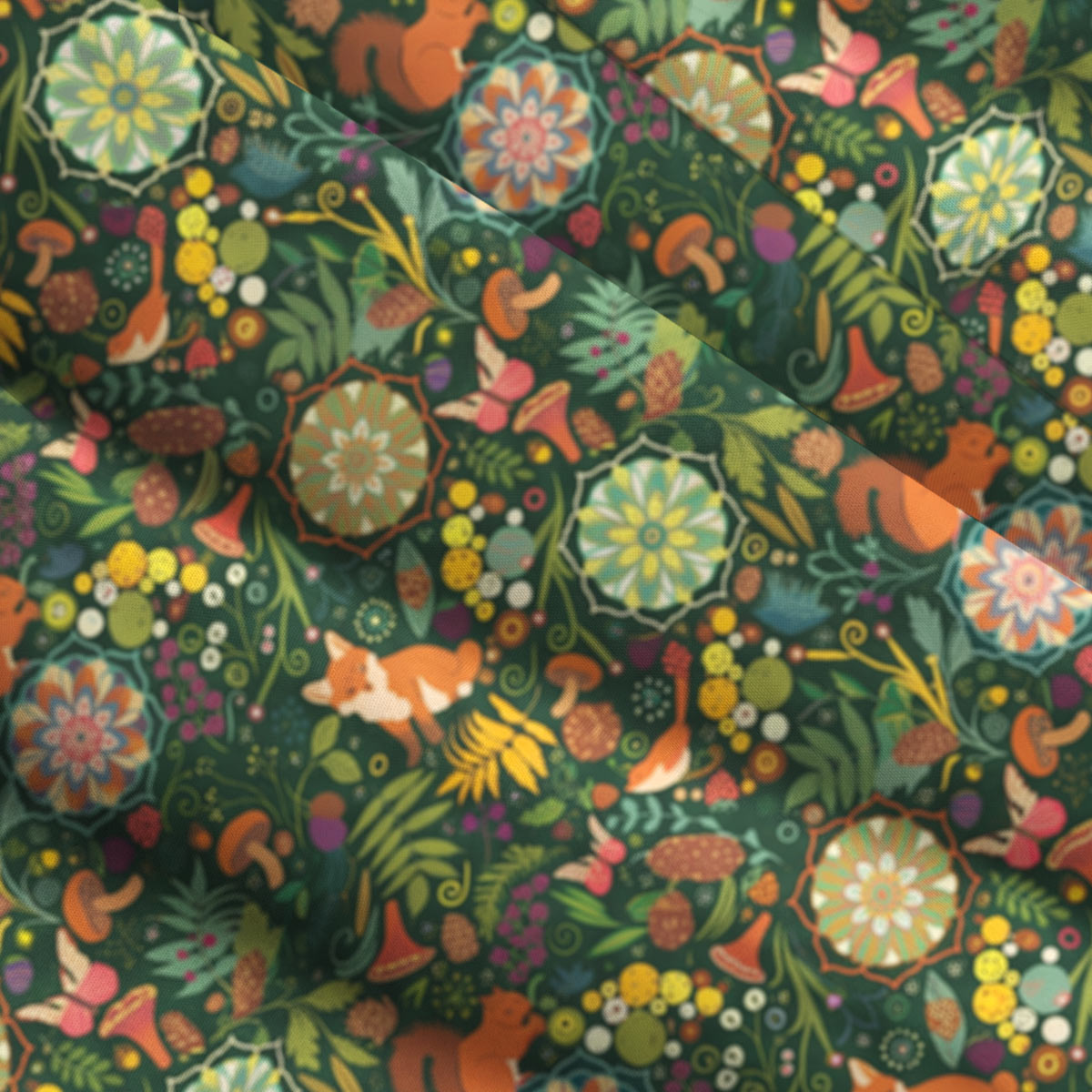 Woodland Fox & Forest Floral Hawaii Button Up Pocket Shirt