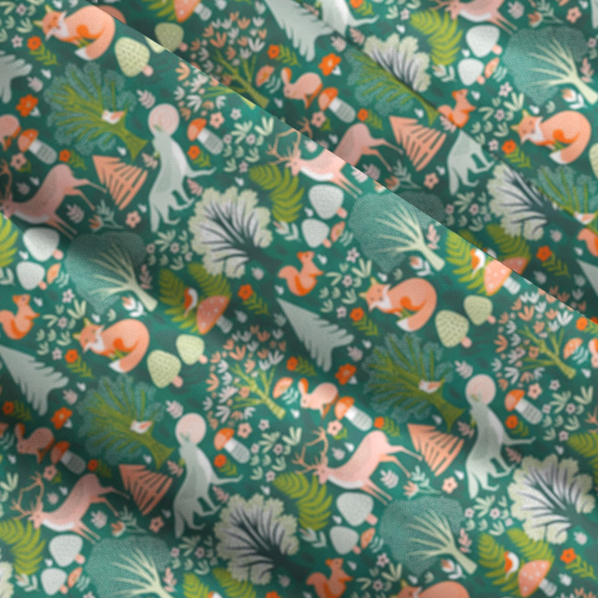 Whimsical Forest Animals Hawaii Button Up Pocket Shirt