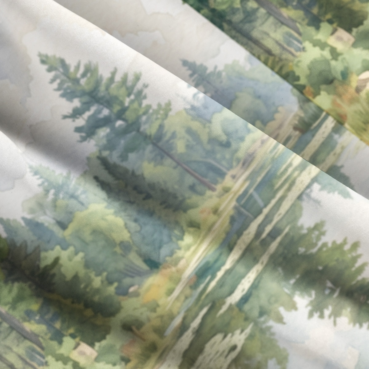 Watercolor Forest Lake Hawaii Button Up Pocket Shirt