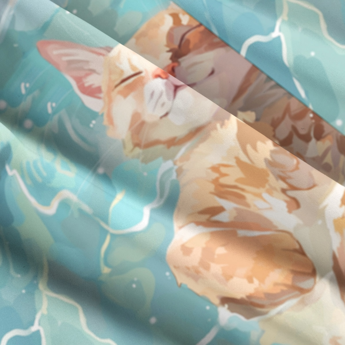 Floating Ginger Cat Hawaii Button Up Pocket Shirt