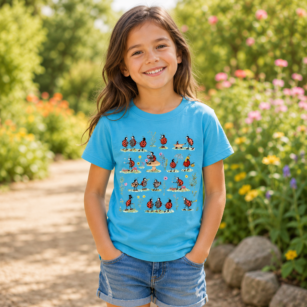Ladybug and Flower Tee Kids T-Shirt