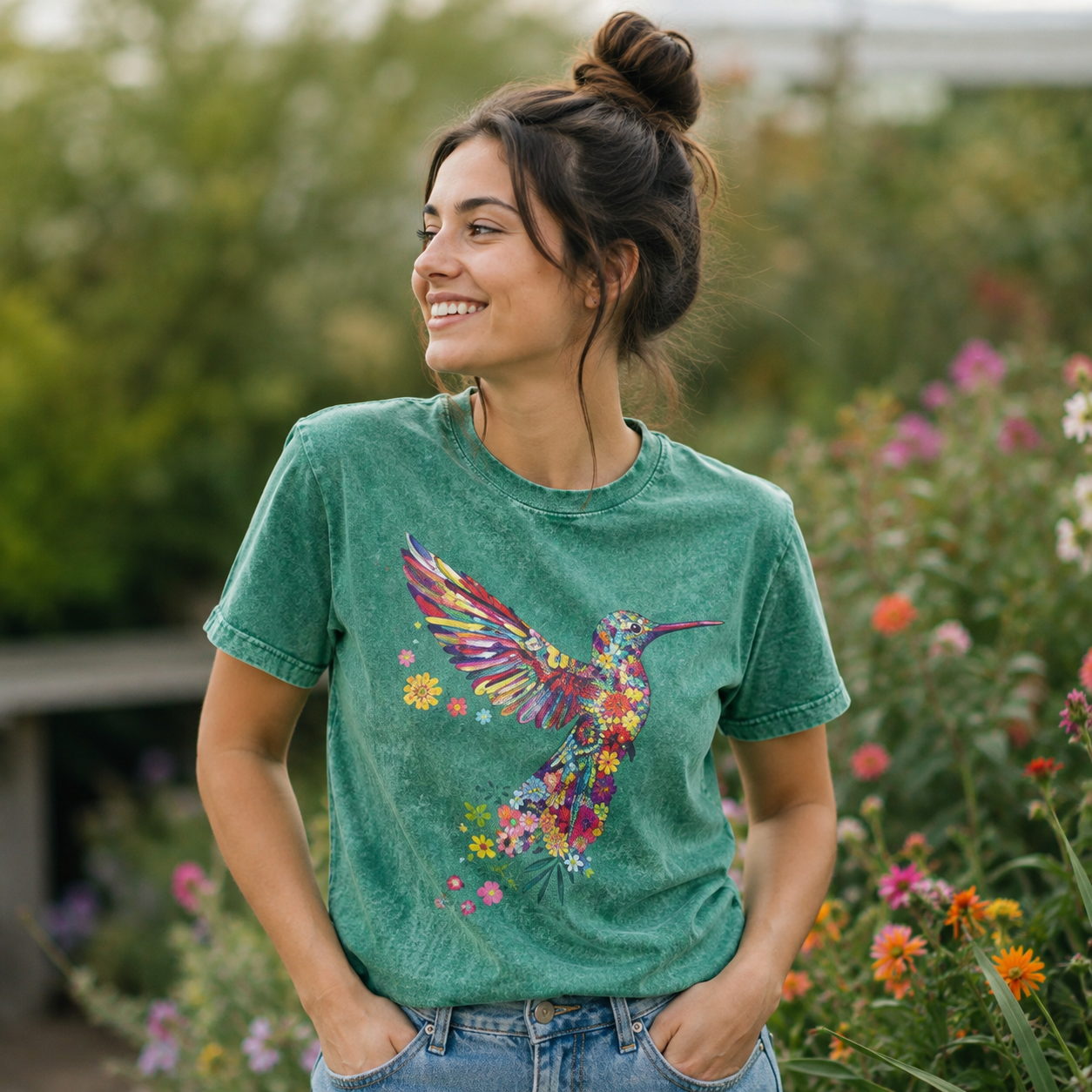 Animal Lover Hummingbird Washed T-Shirt