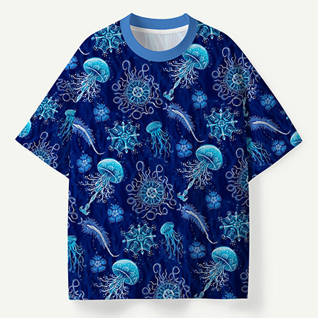 Bioluminescent Jellyfish Deep Sea Organism Pattern Premium Pure Cotton Tee