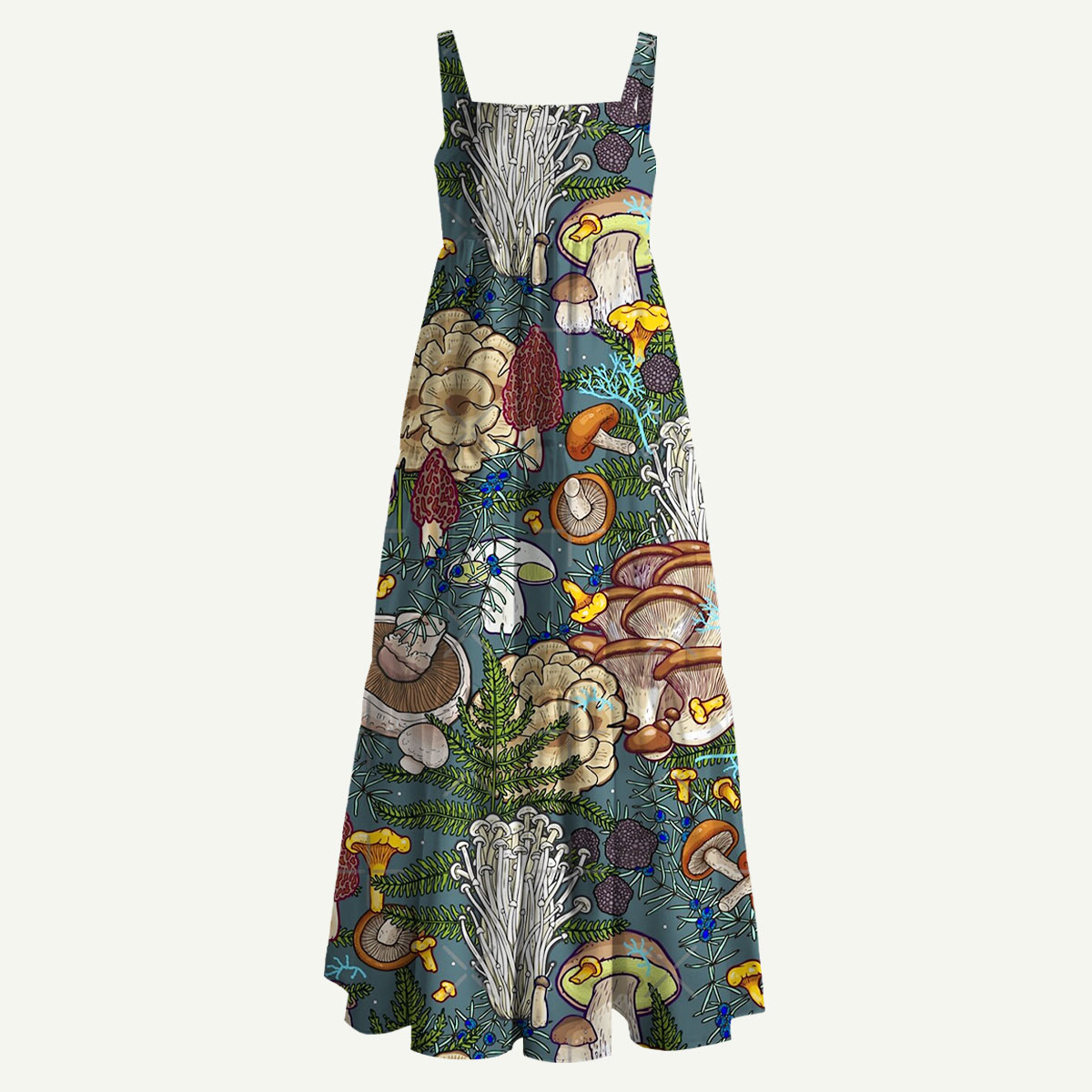 Dark Woodland Mushroom Forest Straps Maxi Dress With Pocket