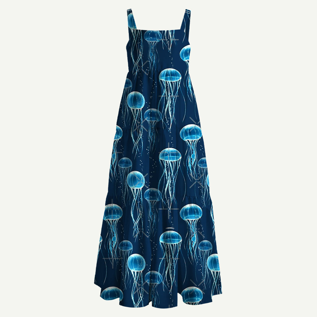 Glowing Jellyfish Straps Maxi Dress With Pocket