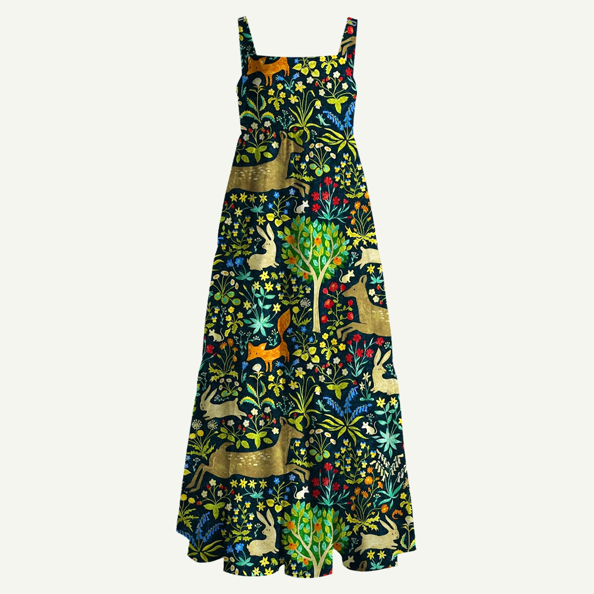 Enchanted Woodland Tapestry Straps Maxi Dress With Pockets