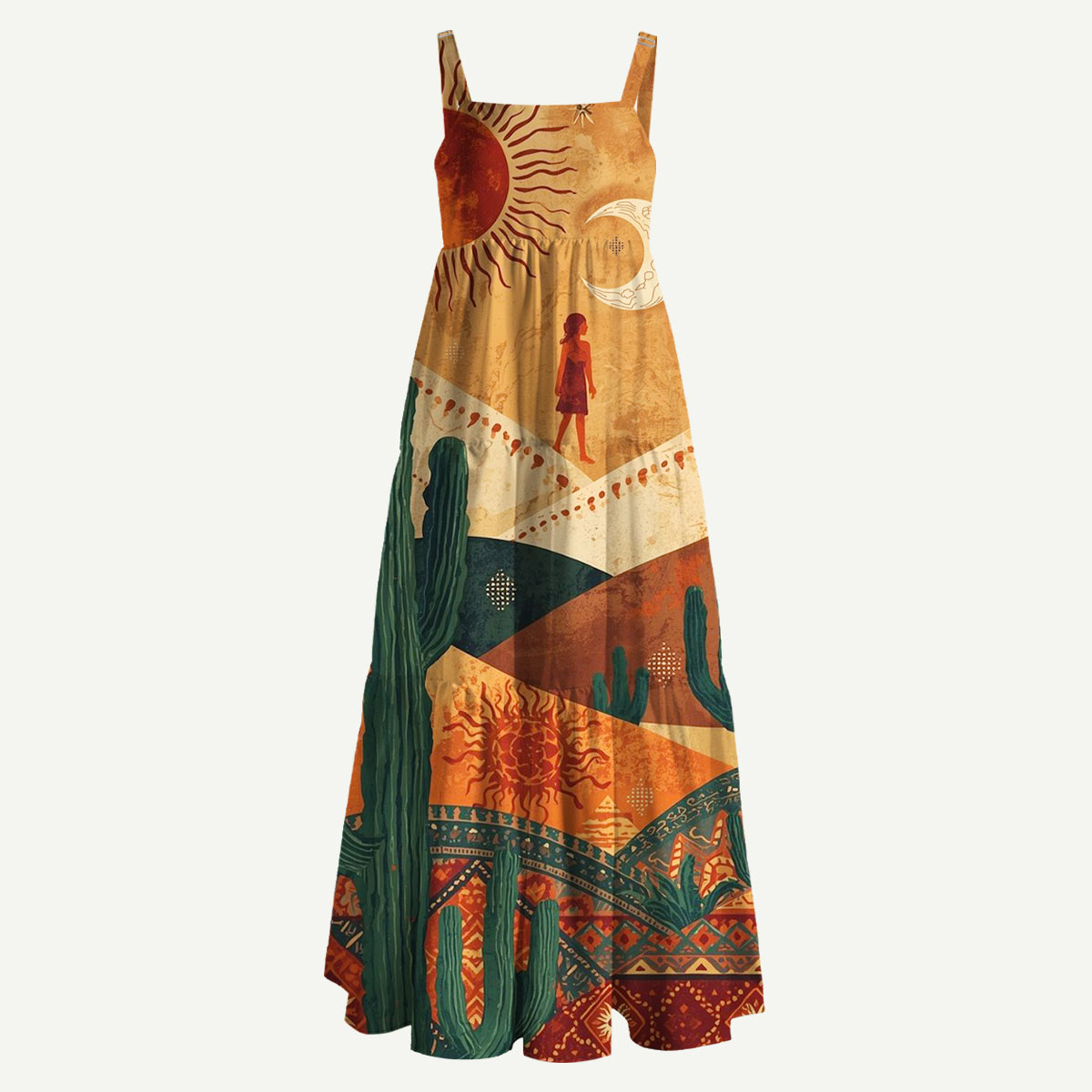 Desert Sun Bohemian Straps Maxi Dress With Pockets