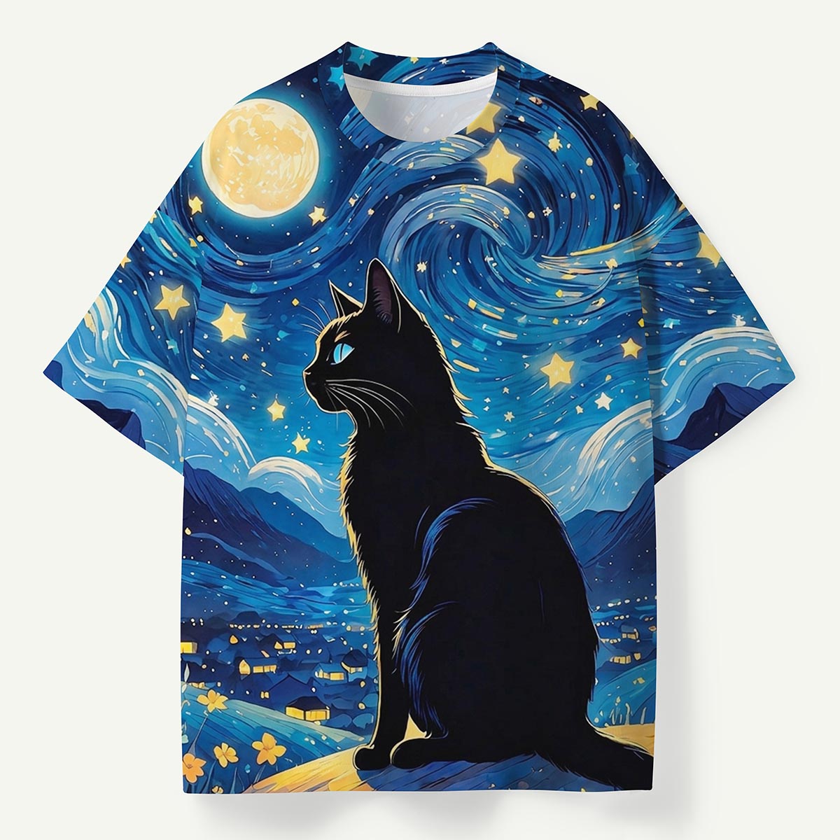 Starry Night Black Cat Premium Eco Tee