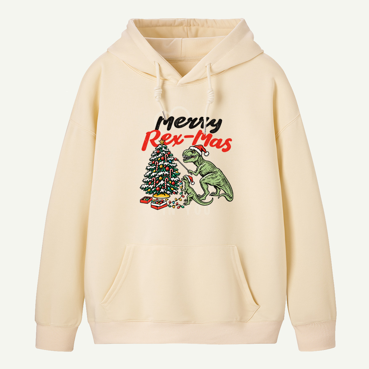 Merry Rex Mas T Rex Family Decorating Christmas Tree Hoodie