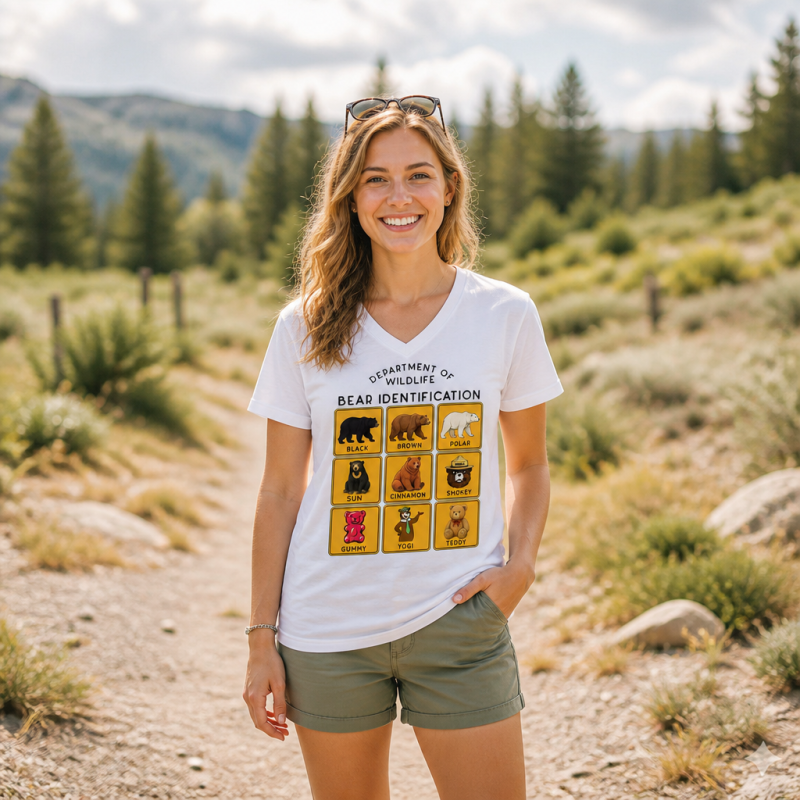 Department of Wildlife Bear Identification V-neck T-Shirt