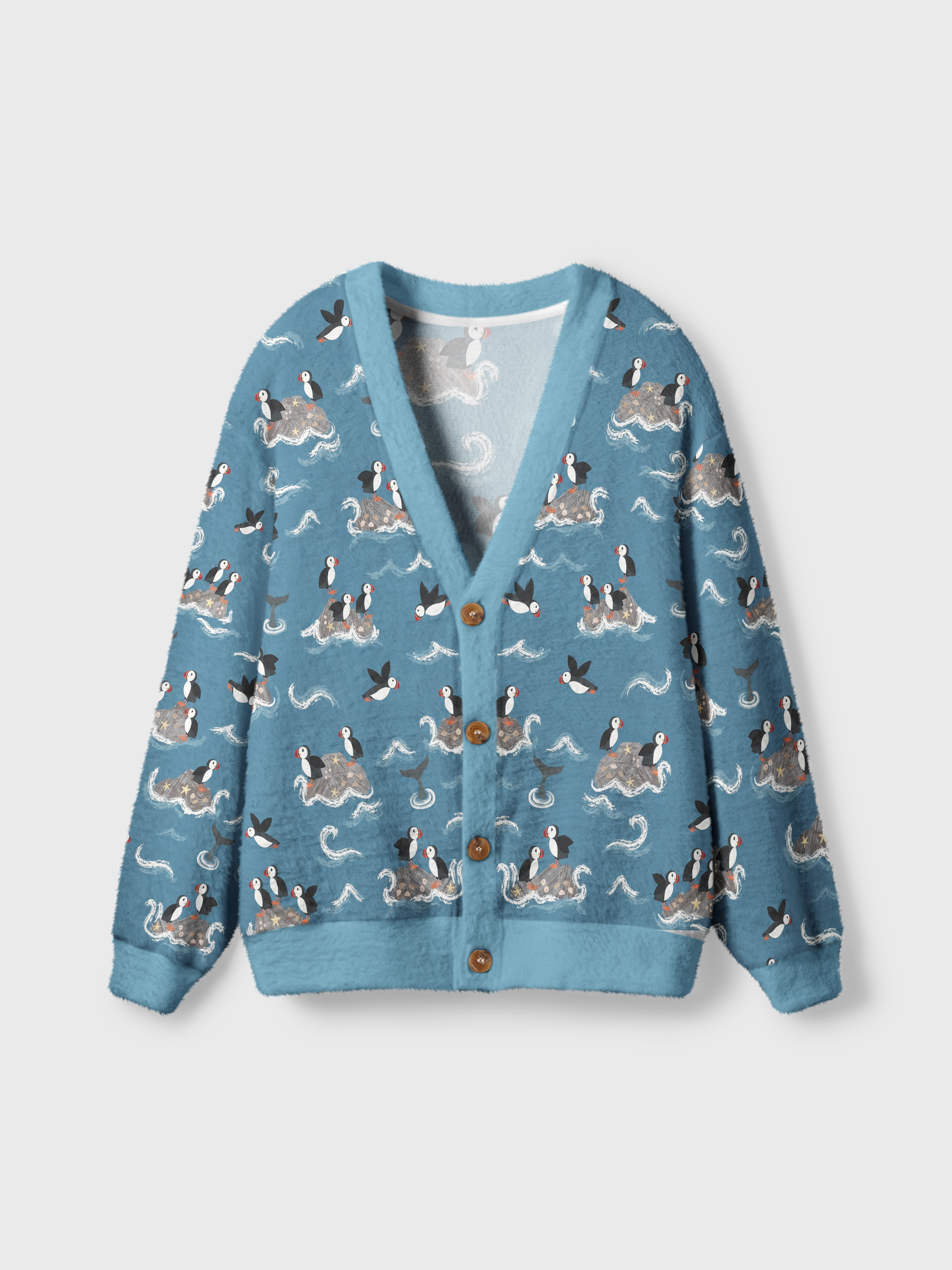 Puffin Party at Sea Ugly Cardigan Sweaters