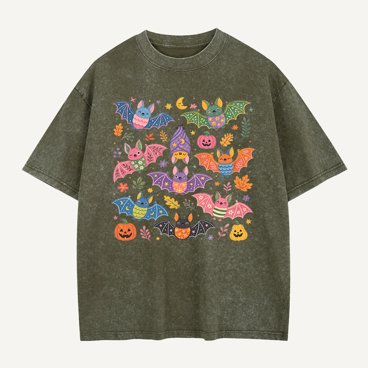Bats at the Pumpkin Party Washed T-Shirt