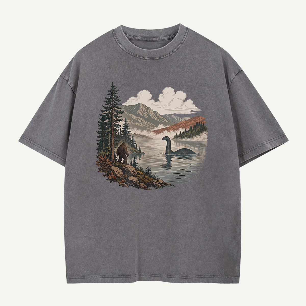 Bigfoot And Lake Monster Washed T-Shirt