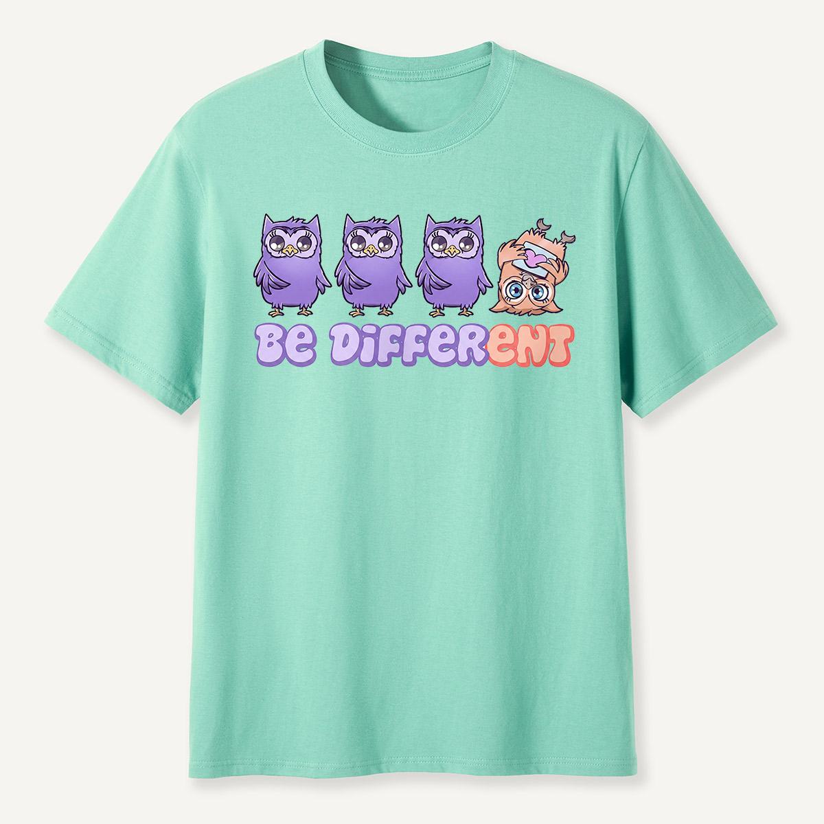 Be Different Cute Purple Owls  T-Shirt