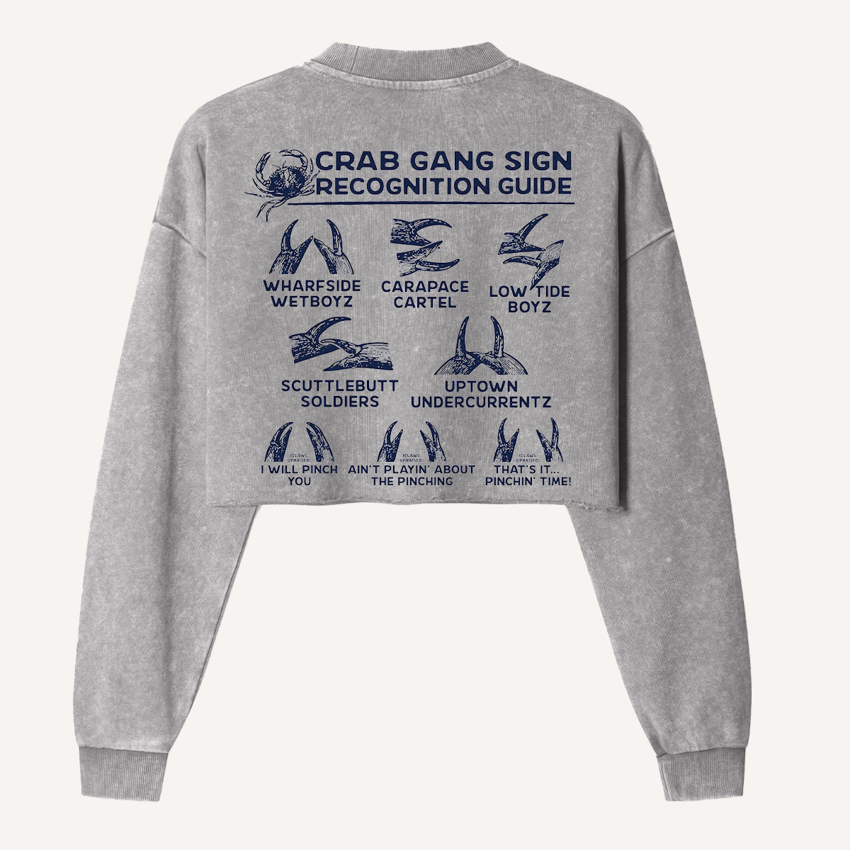 Scuba Diving Hand Signal Communication Guide Women's Washed Cropped Sweatshirt