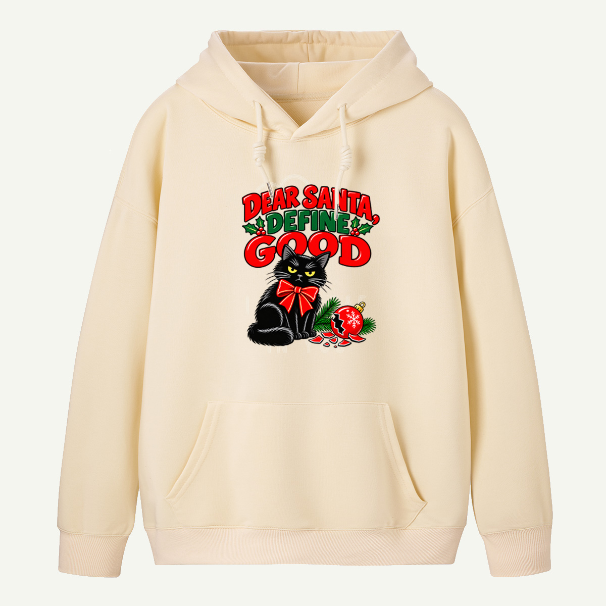 Dear Santa Define Good Naughty Black Cat With Broken Ornament Hoodie