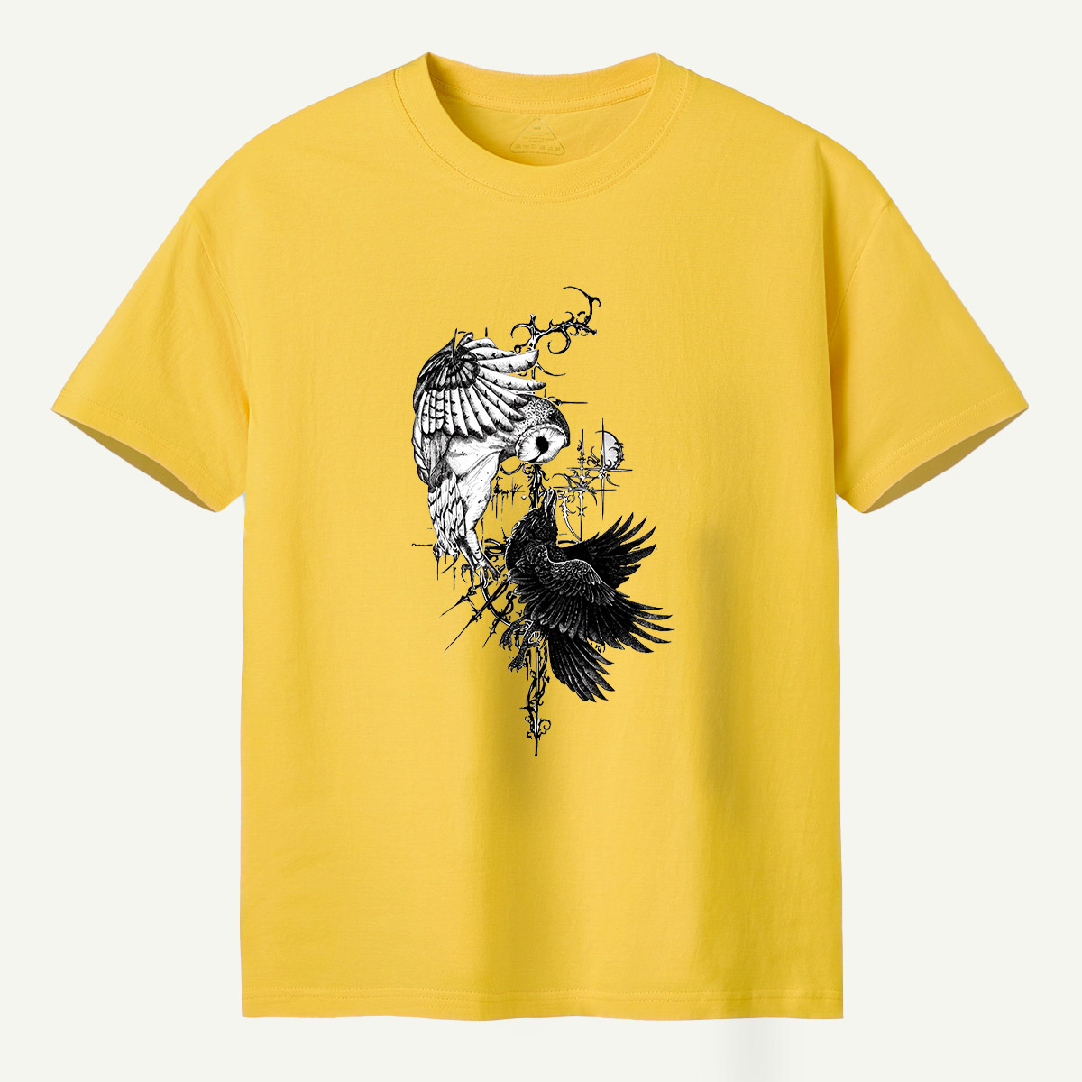 Raven And Wildflowers Gothic Botanical T-Shirt