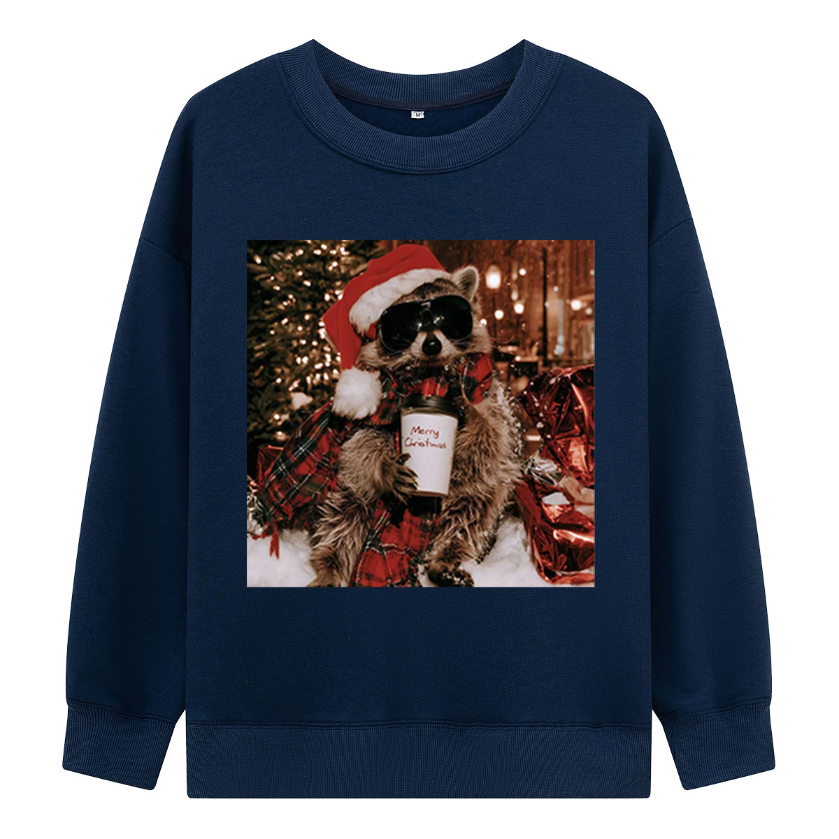 Merry Christmas Cool Raccoon With Holiday Coffee Sweatshirts