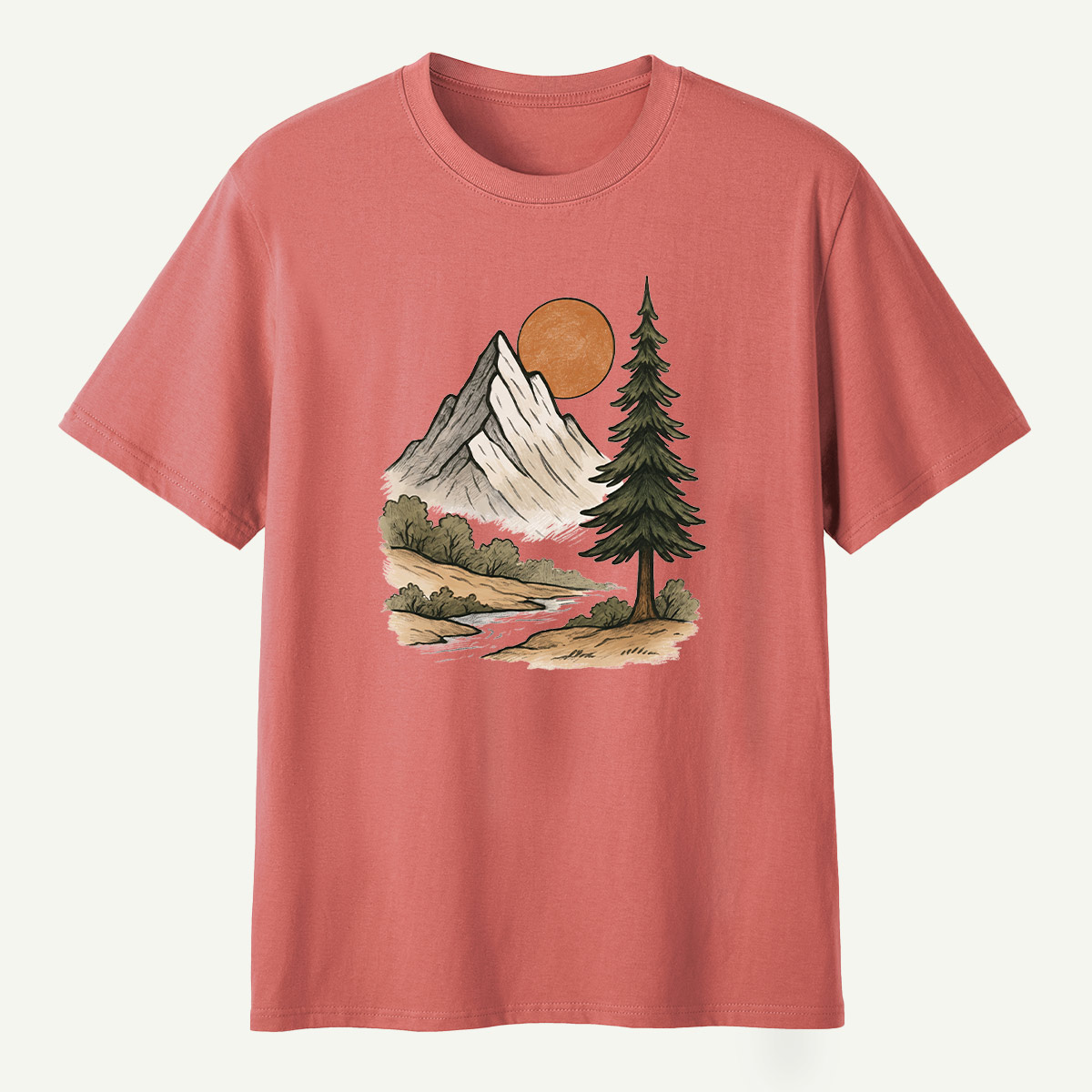 Mountain Sunset Pine River Landscape T-Shirt