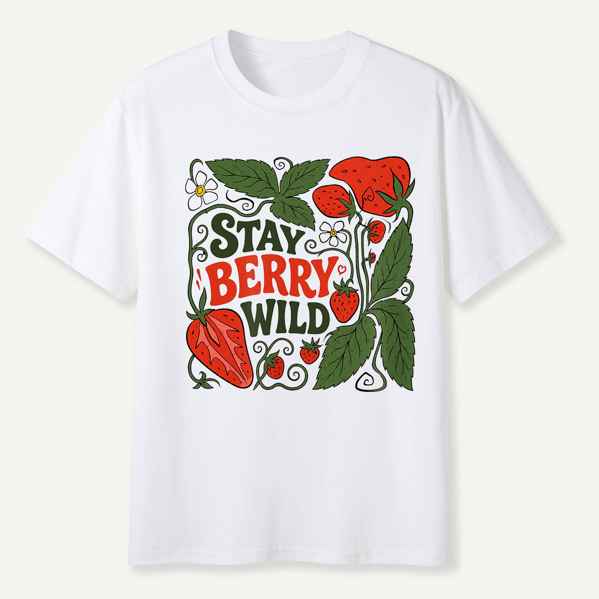Stay Berry Wild Strawberry Illustration T-Shirt