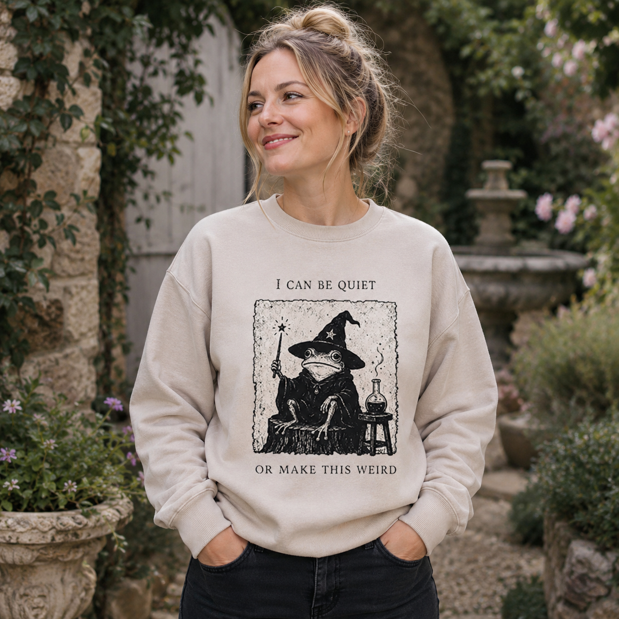 Frog Wizard Makes It Weird Washed Sweatshirts