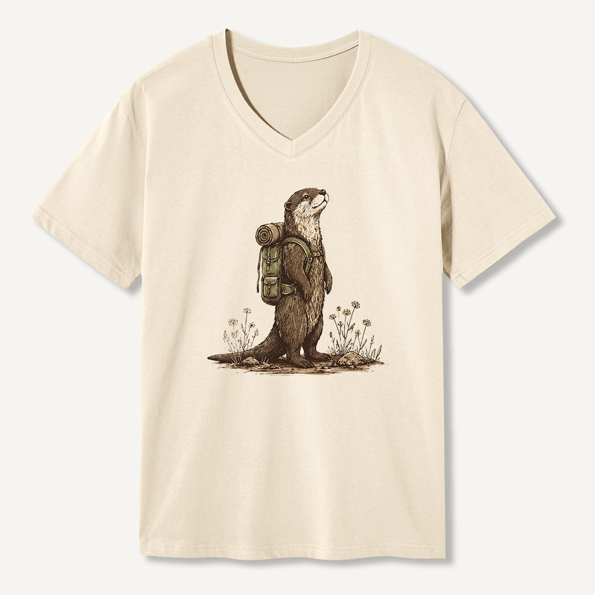 Woodland Owl Vintage Sketch V-neck T-Shirt